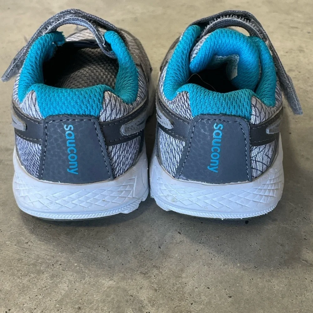 Saucony Baby Boys Gray Blue Athletic Walking Walker Shoes Size 5W Adjustable